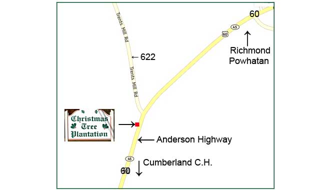 Map to Nuckols Christmas Tree Plantation